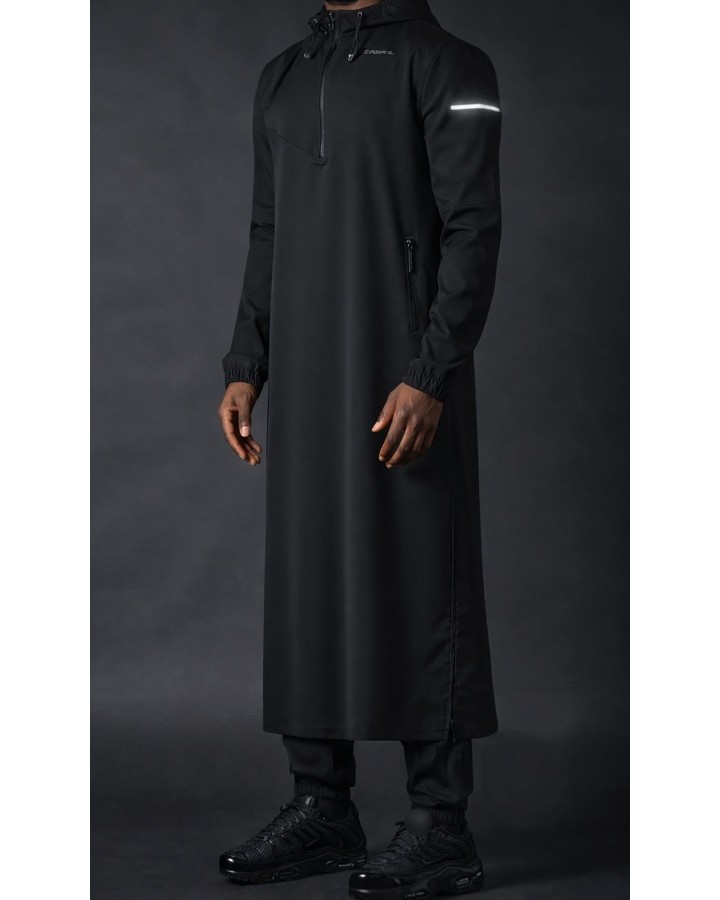 Qamis Long Eminence - Noir broderie Doré - Qabail