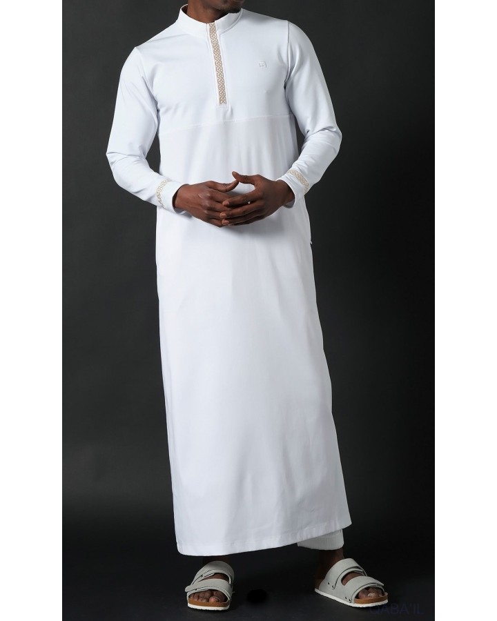 Qamis Long Eminence - Noir broderie Doré - Qabail