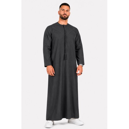 Qamis Emirati gris anthracite foncé - Coton