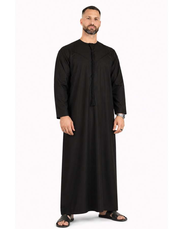 Qamis Emirati Noir - Coton