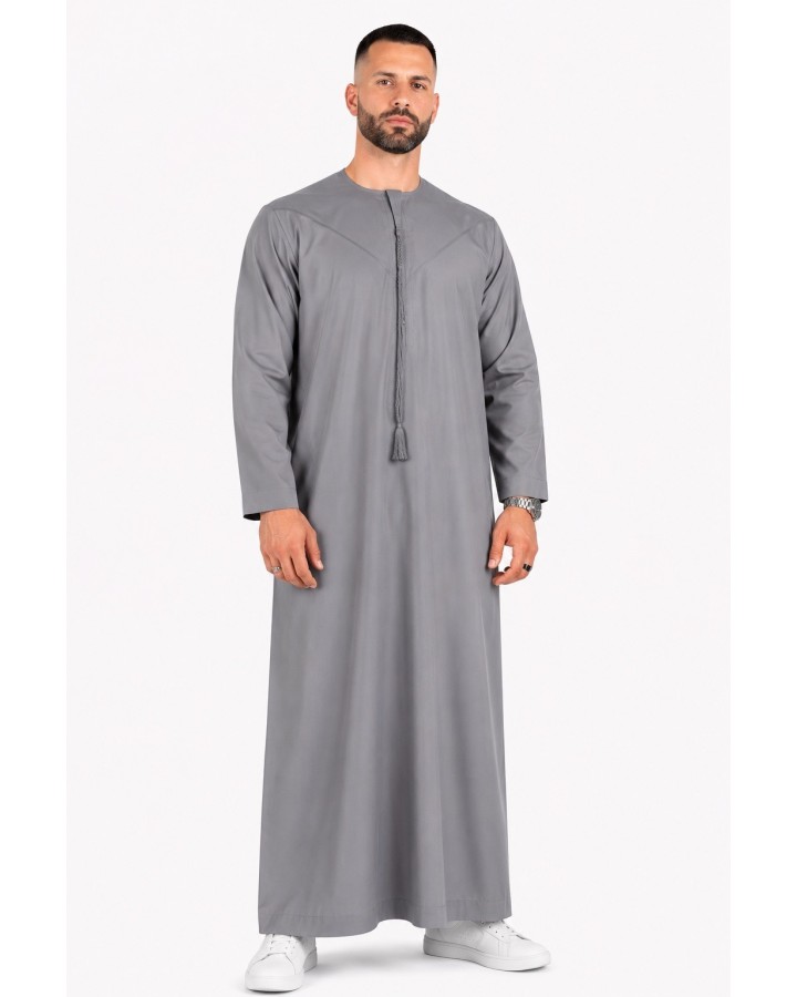 Qamis Emirati Grau - Baumwolle
