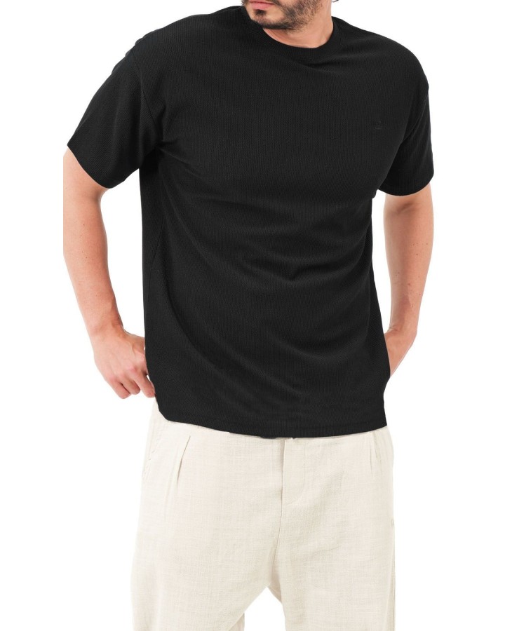 T-shirt oversized Waffle QTT3001 noir - Qabail