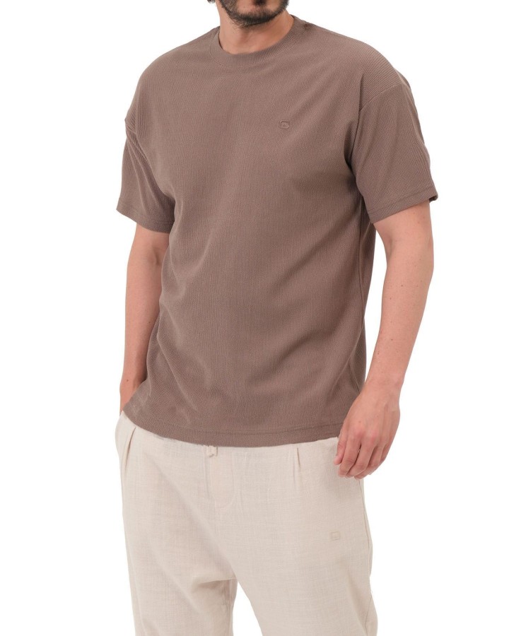 T-shirt oversized Waffle QTT3001 taupe - Qabail