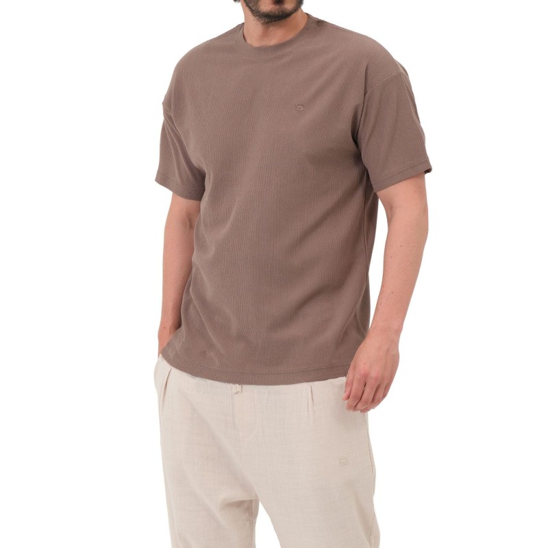 Överdimensionerad våfflad T-shirt QTT3002 taupe - Qabail