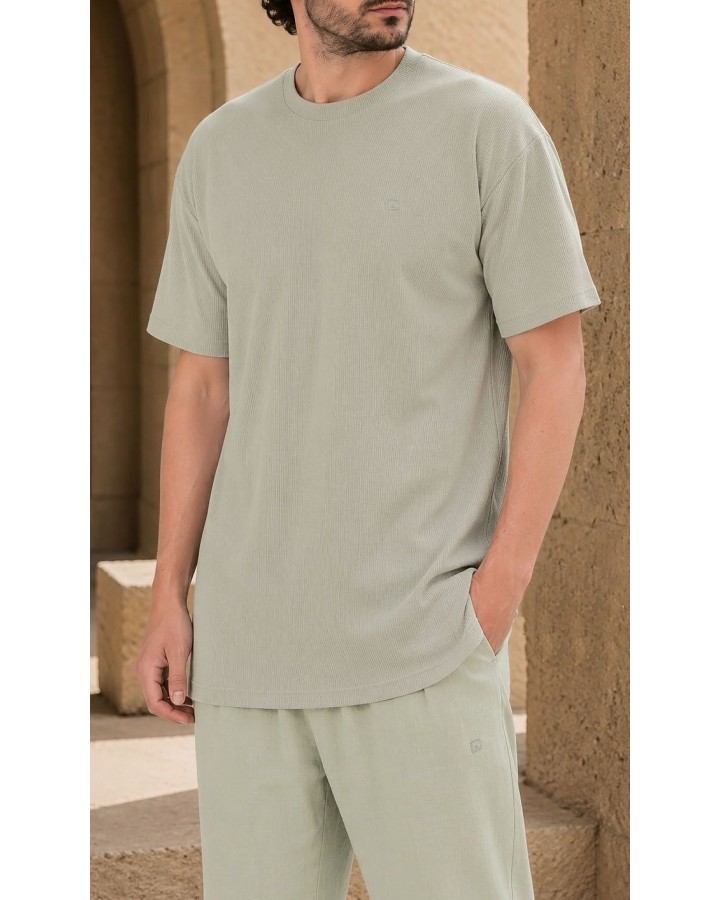 T-shirt oversized Waffle QTT3001 vert sauge - Qabail