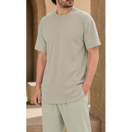 T-shirt oversized Waffle QTT3001 vert sauge - Qabail