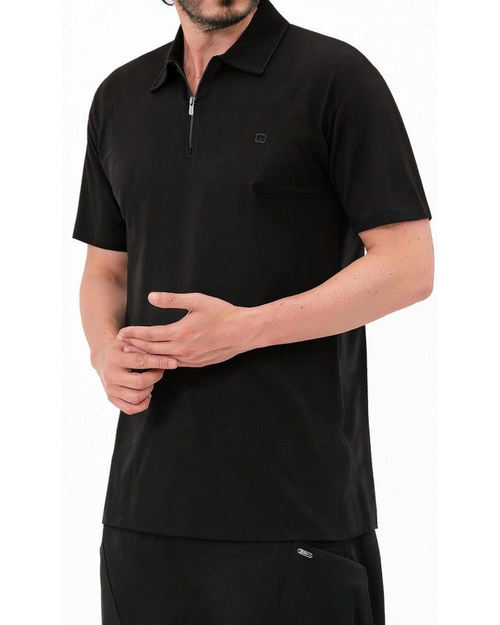 Polo zip oversized QTT3002 noir - Qabail