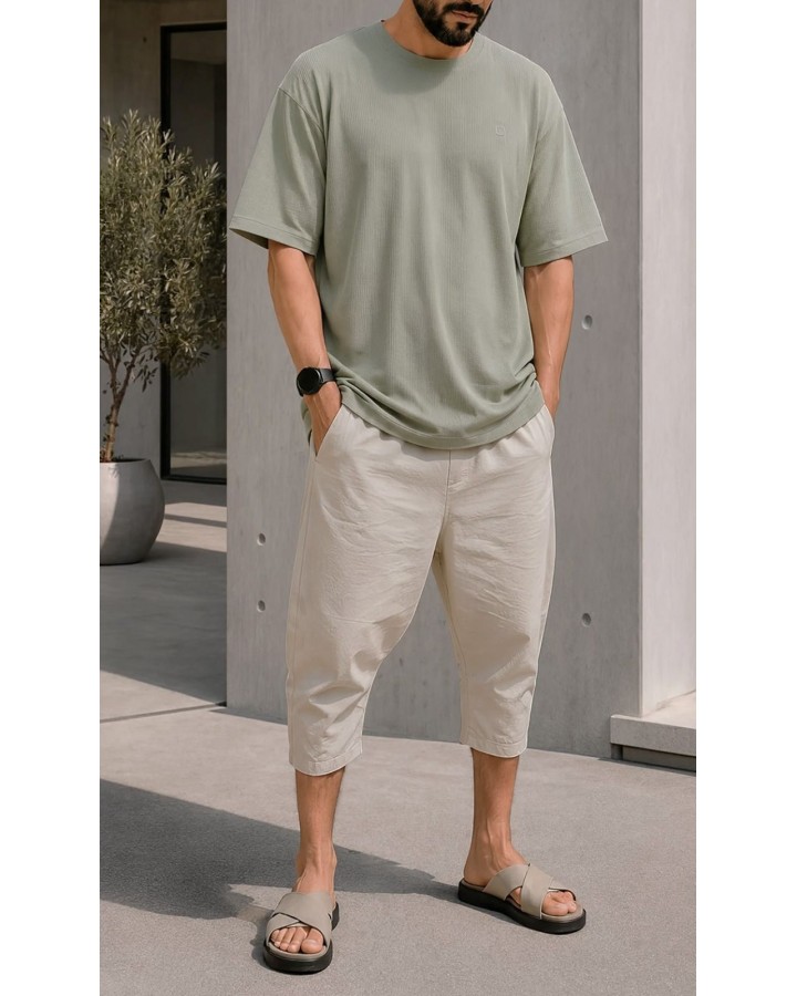 Pantacourt coton stretch QVS010 - beige - Qabail