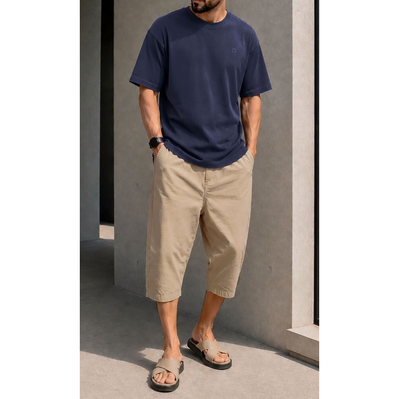 Korte broek van stretchkatoen QVS010 - camel - Qabail