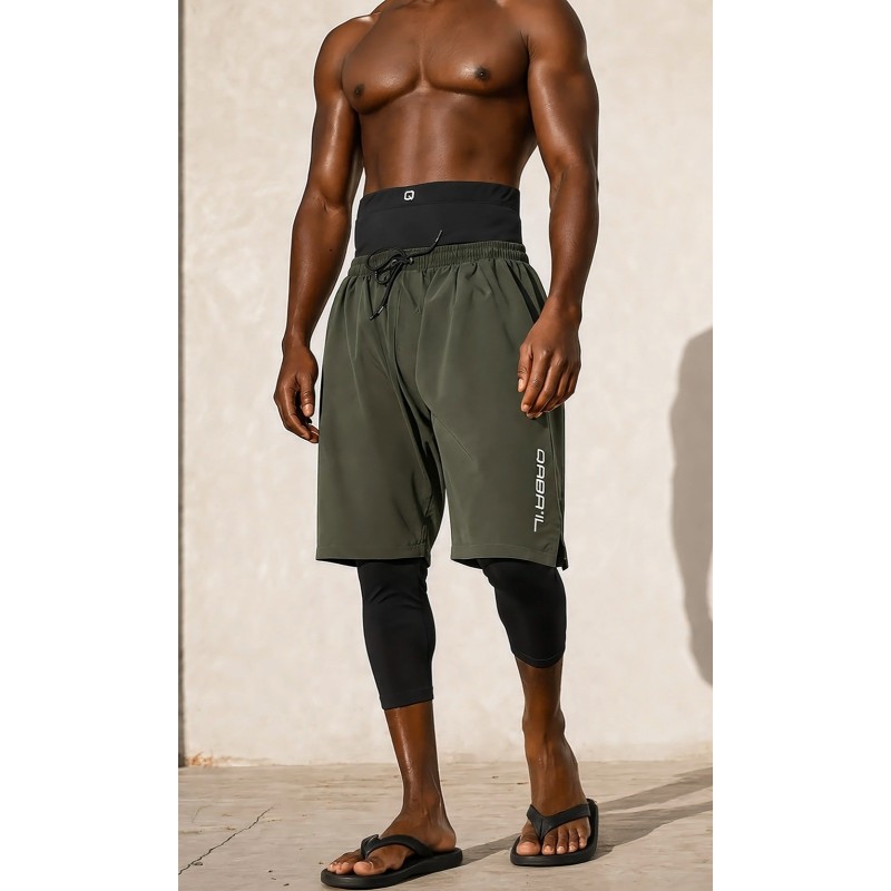 Short de baie kaki saroual - Qabail