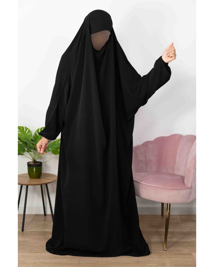 Jilbab 1 Peça Preto - Lã Pêssego - El Bassira
