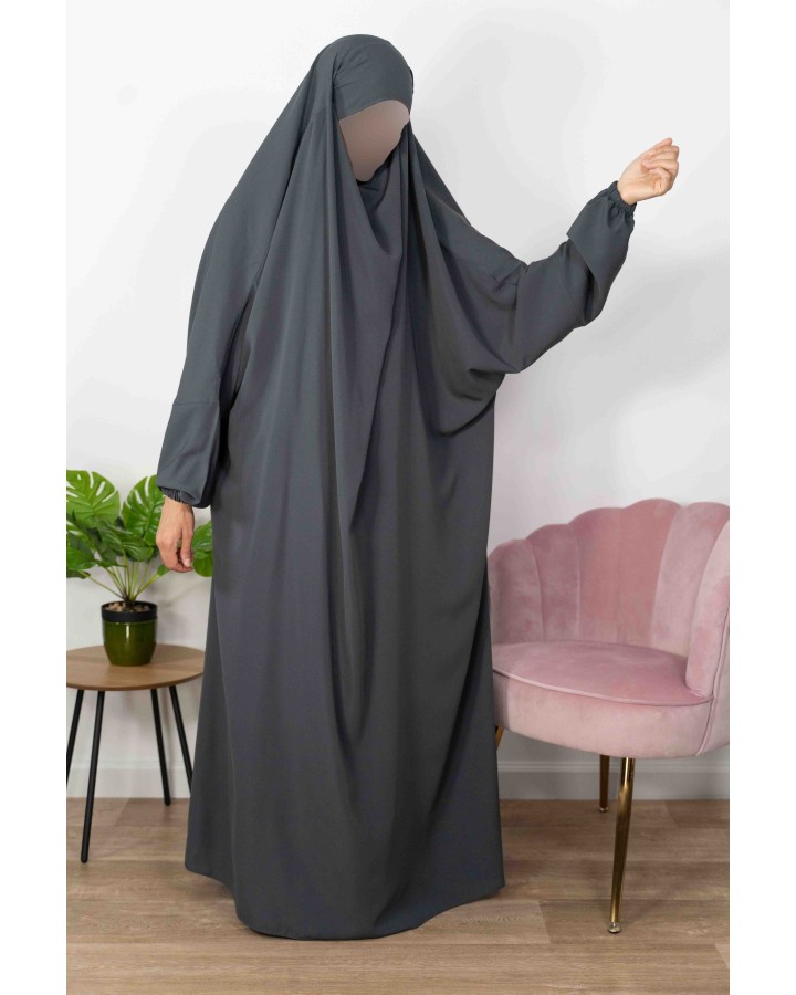 Jilbab 1-teilig Anthrazit 27 /28 / 30 / 32 - Wool Peach - El Bassira