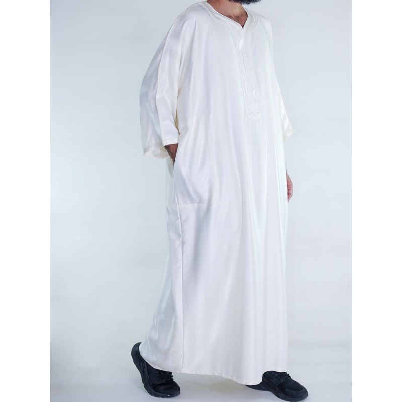 Gandoura marocaine Amir - blanc cassé