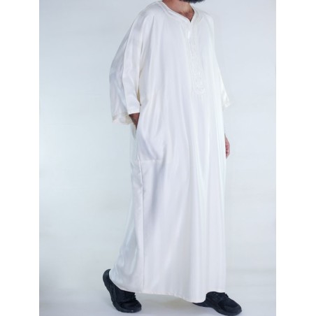 Gandoura marocaine Amir - blanc cassé