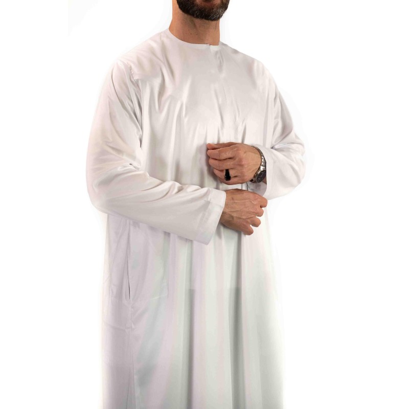 White Emirati Qamis - Satiné Precious