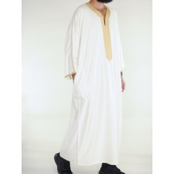 Marokkanische Gandoura Amir - Off-White / Gold