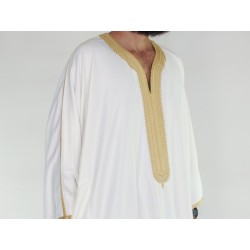 Marokkanische Gandoura Amir - Off-White / Gold
