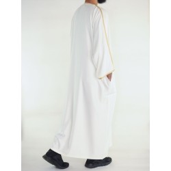 Marokkanische Gandoura Amir - Off-White / Gold