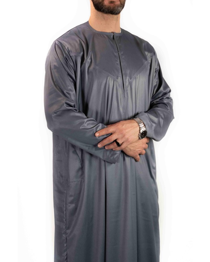 Qamis Emirati Dunkelgrau - Satiniert Precious