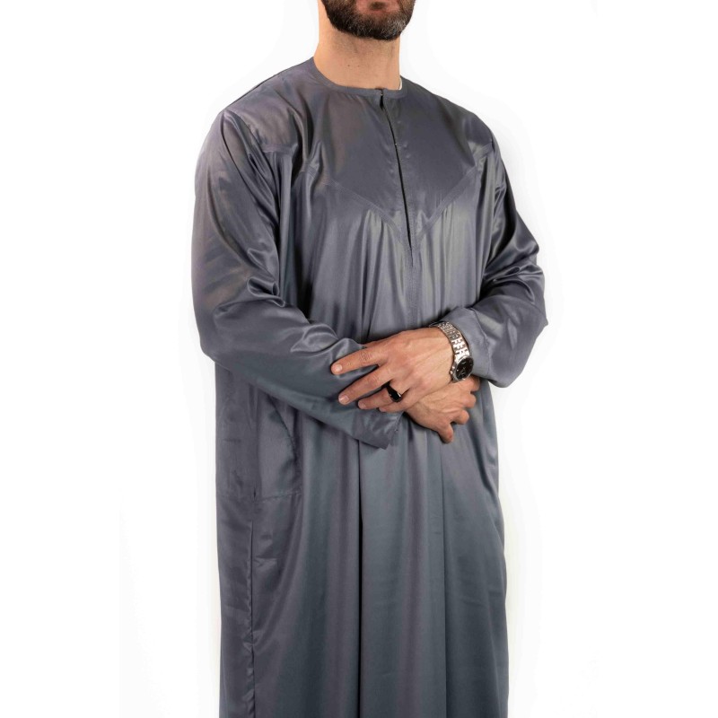 Qamis Emirati Dunkelgrau - Satiniert Precious