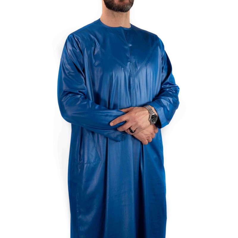 Qamis Emirati Bleu Roi - Satiné Precious