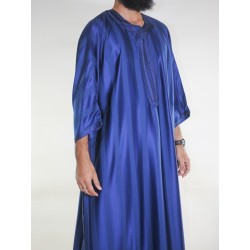 Gandoura Jawhara marroquí - Azul marino / Bordado tono sobre tono