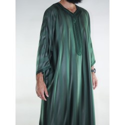 Gandoura Jawhara marocchino - Verde bottiglia / Ricamo tono su tono