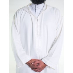 Djellaba marocaine en mousseline - Blanc cassé