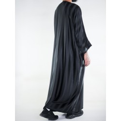 Gandoura marocaine Jawhara - Noir / Broderie ton sur ton
