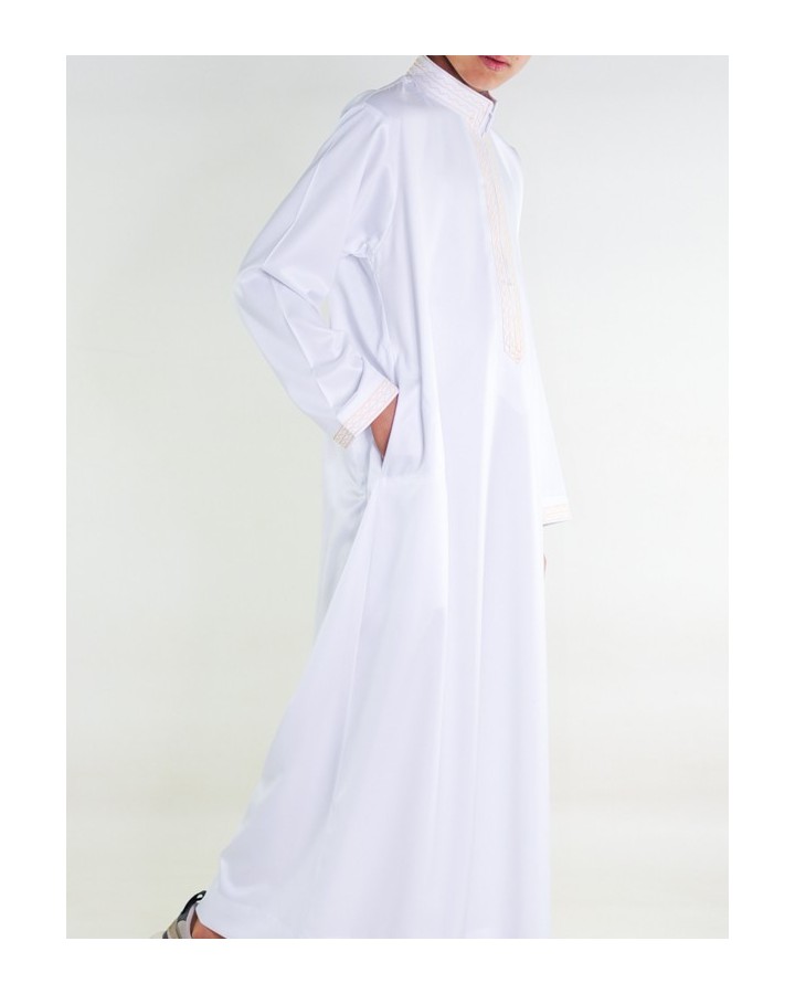 Children's Qamis Sultan - White and gold