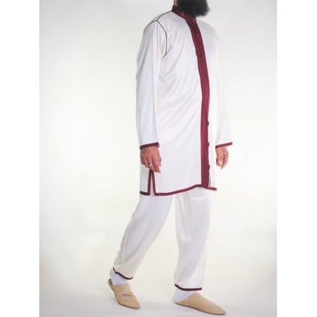 Jabador homme 2 Pièces - Blanc cassé avec broderie Grenat