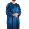 Qamis Atlas Bleu Roi satiné - manches longues