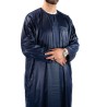 Qamis Atlas Bleu Marine satiné - manches longues