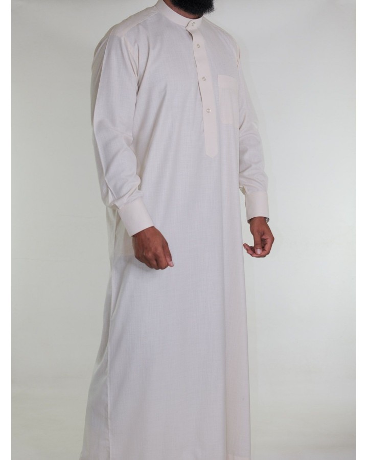 Qamis saoudien en lin - crème