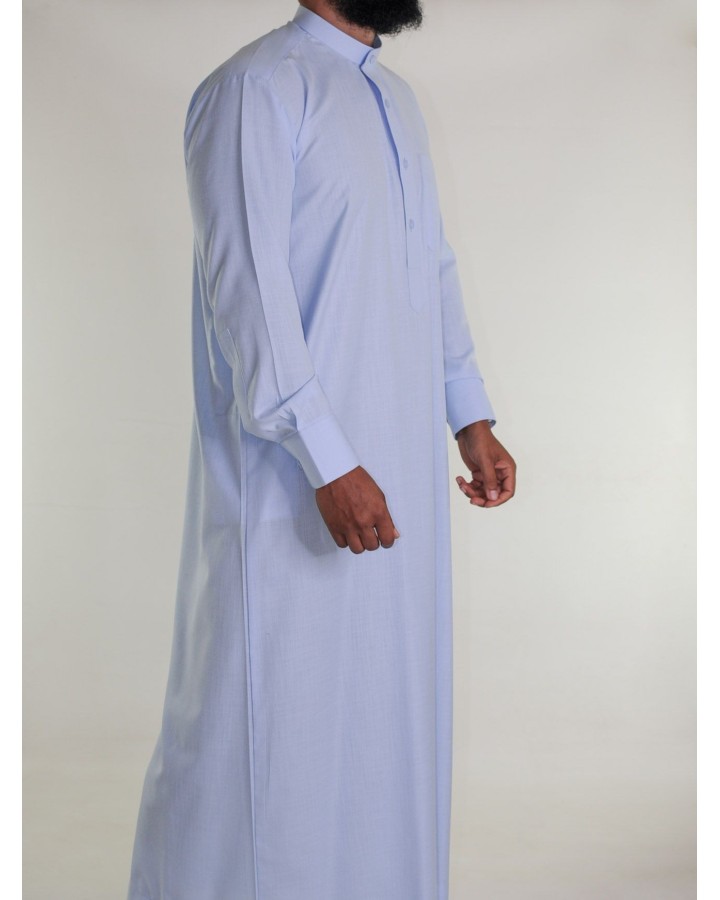 Qamis saoudien en lin - bleu clair