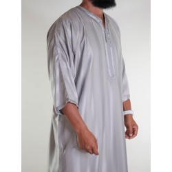 Gandoura Jawhara marocchino - Grigio Taupe / Ricamo tono su tono