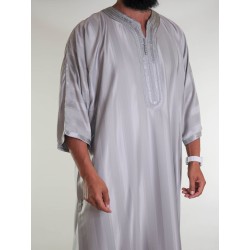 Gandoura Jawhara marocchino - Grigio Taupe / Ricamo tono su tono