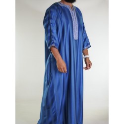 Marokkanische Gandoura Marineblau / Weiße Stickerei