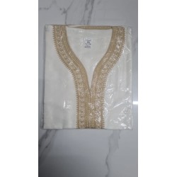 Gandoura marocaine Amir - blanc cassé / doré