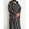 Djellaba marocaine Ouazzania hiver - Noir rayé