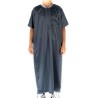 Qamis Donkergrijs satijnen korte mouwen voor kinderen/tieners - Atlas