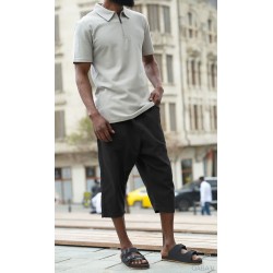 Bermuda coton stretch 5210 Noir - Qabail