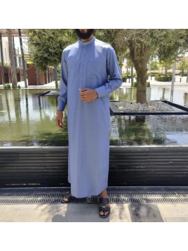 Qamis Saoudien Bleu Grisé -...