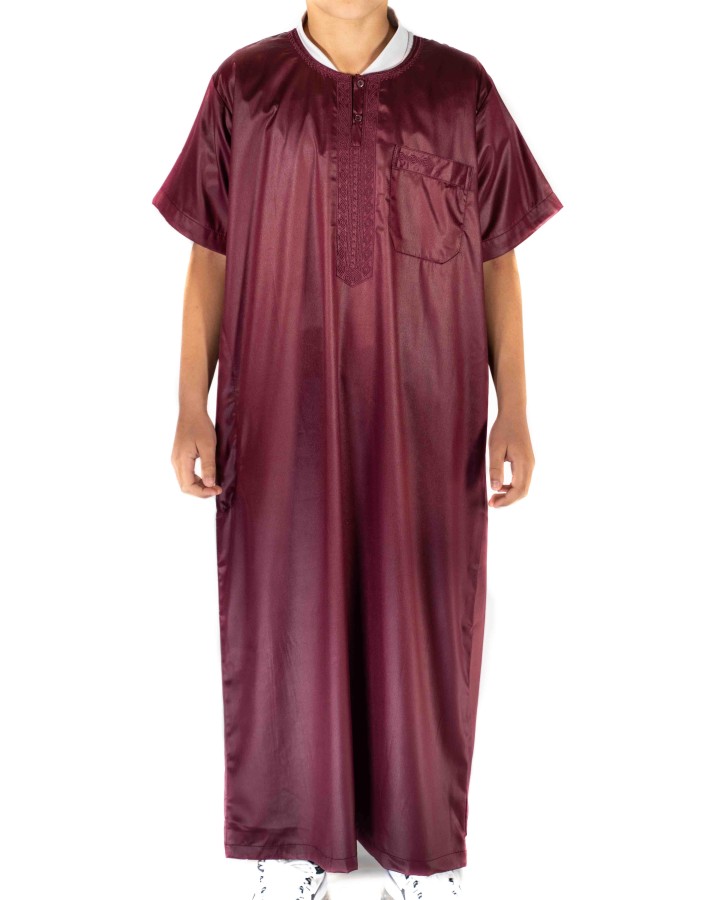 Thobe Child / Teenager Bordeaux short sleeves - Atlas