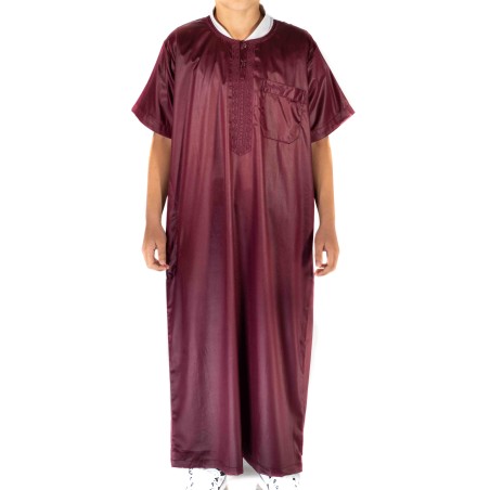 Qamis bambino / ragazzo Bordeaux maniche corte - Atlas