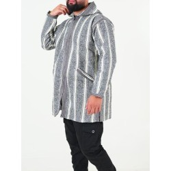 Manteau berbère en laine - gris blanc