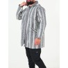 Manteau berbère en laine - gris blanc