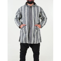 Palton din lână Berber - gri alb