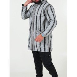 Manteau berbère en laine - gris noir