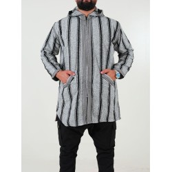 Manteau berbère en laine - gris noir